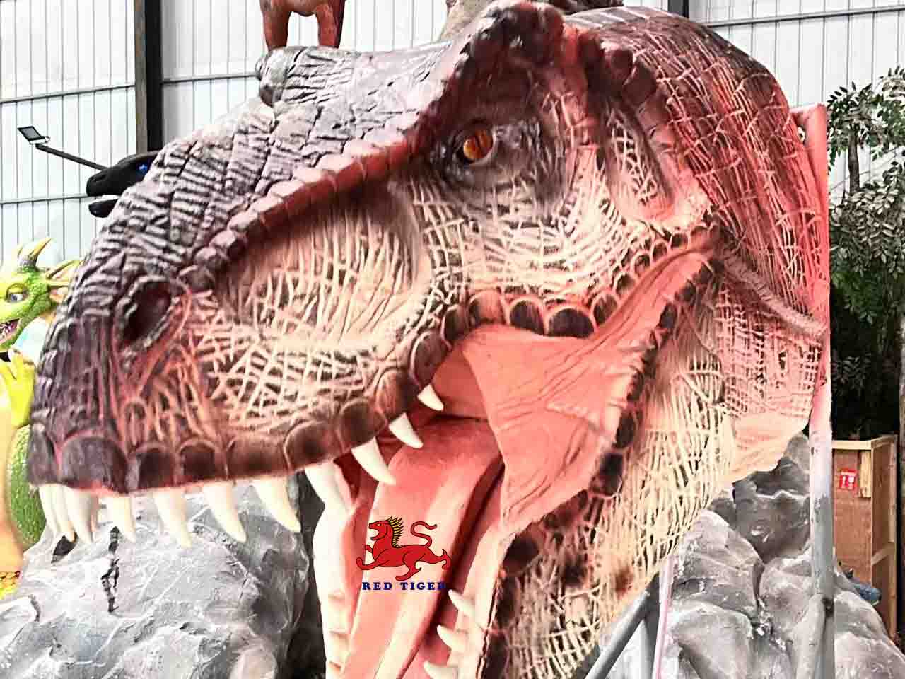 Animatronic Wall Mounted Dinosaur Head   for Kids Play Amusement Park Lifesize Animatronic Dinosaur Model