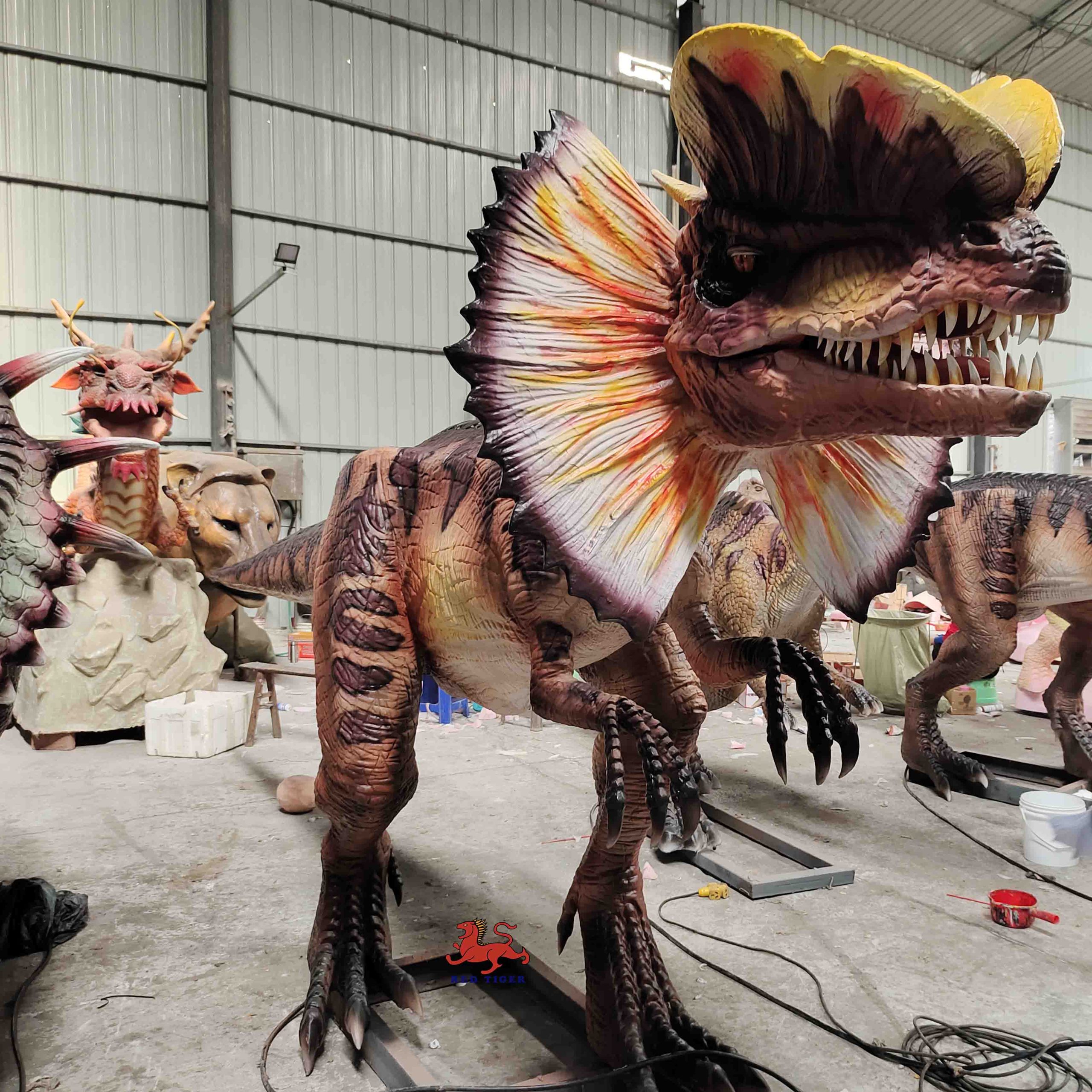 Animatronic Dinosaur Dilophosaurus Model Sculpture of Playground Decoration