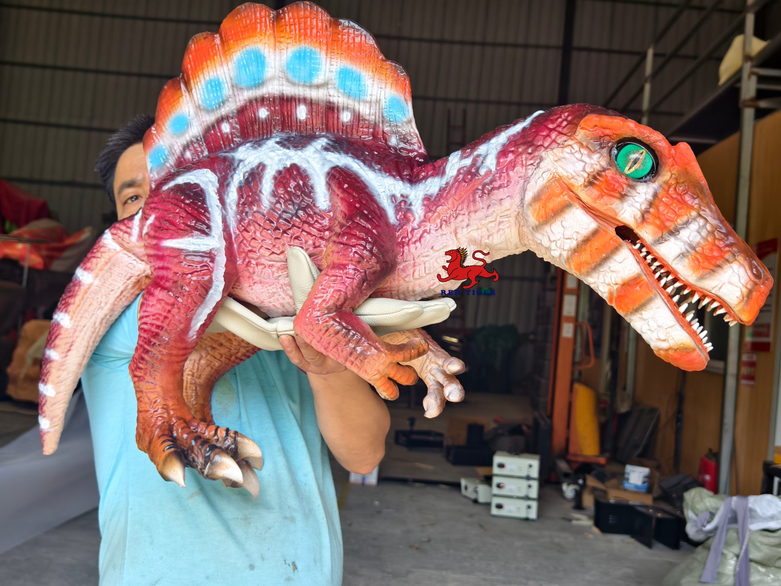 Realistic Spinosaur Hand Puppet Interactive Dinosaur Puppet for Kids Show Theme Park