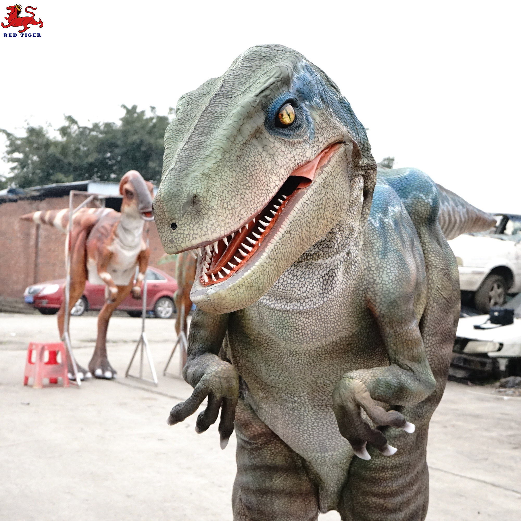 Amusement Park Equipment Hidden Legs Realistic Dinosaur Costume for Perform