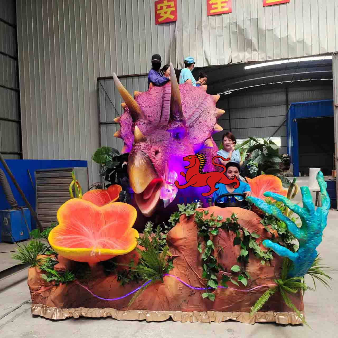 Animatronic Dinosaur Parade Float Carnival Decoration LED Light Festival Float Custom Theme Park Display