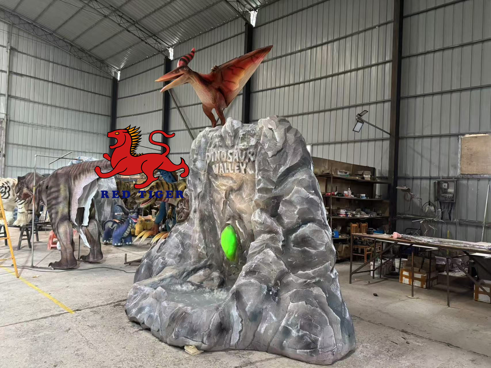 Jurassic Park Simulation Model Rockery  with Pterosaur for Sale