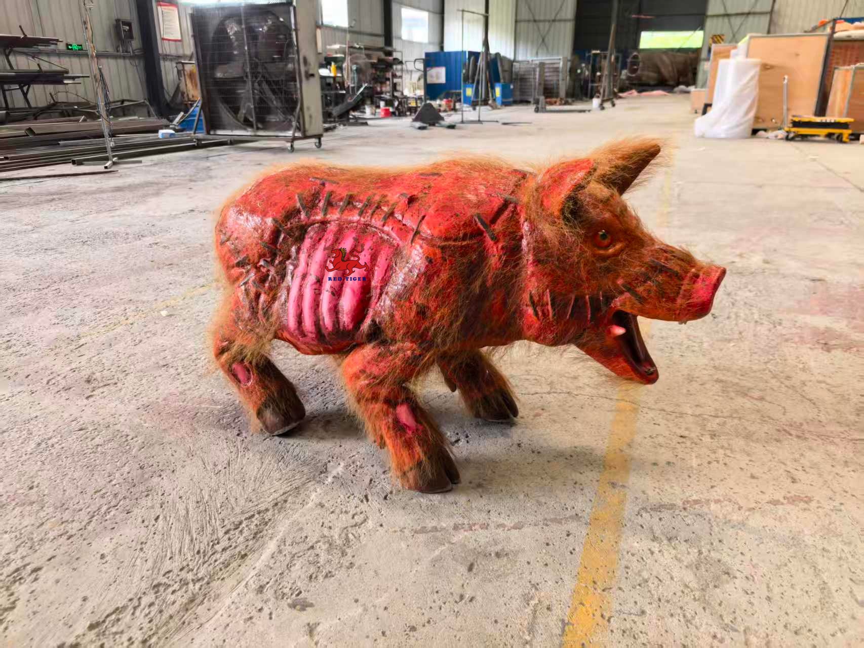 New Realistic Animatronic Walking Robot Bloody Robot Pig Remote Control Pig for Horror Events and Haunted House