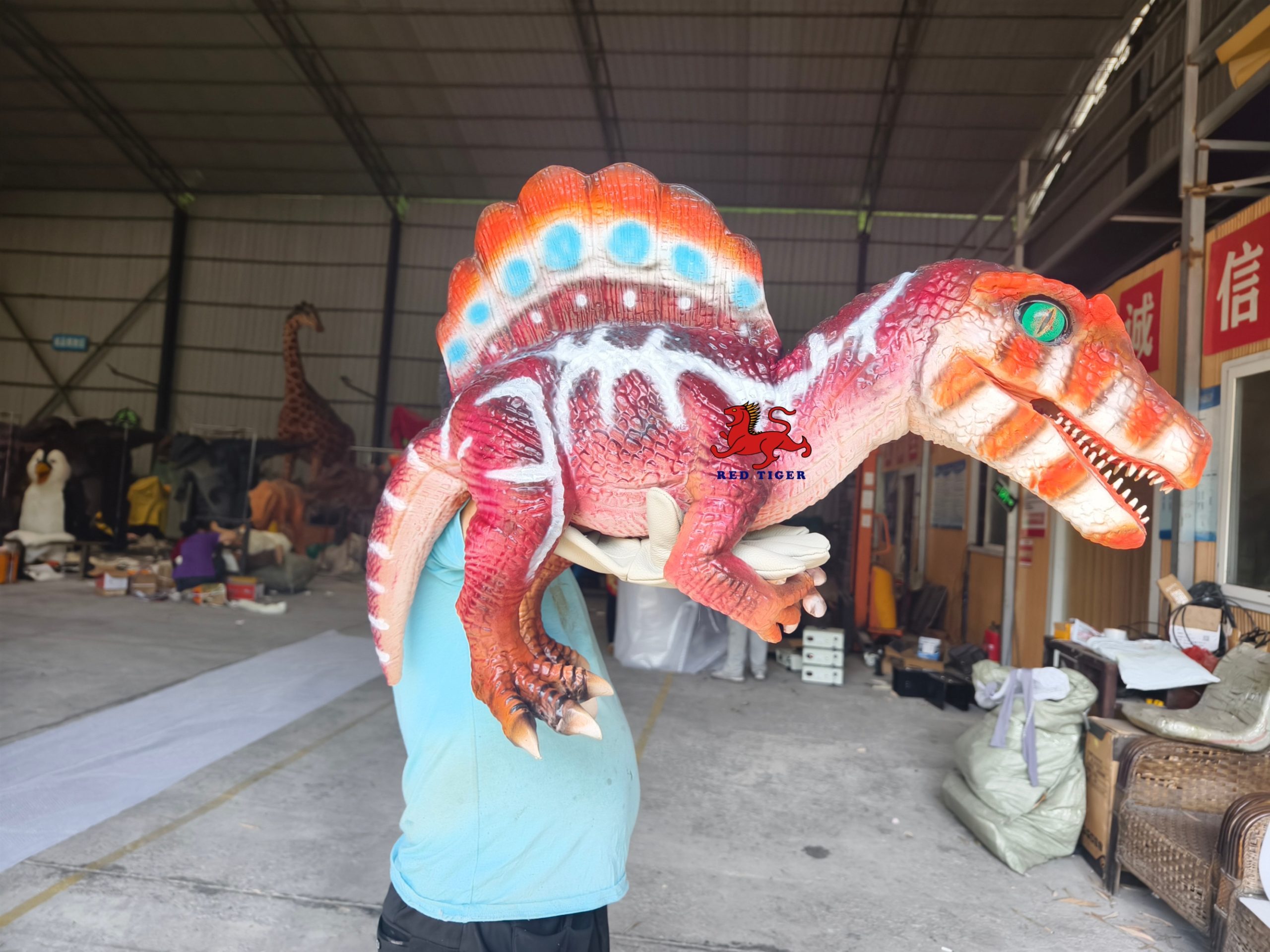 Realistic Spinosaur Hand Puppet Interactive Dinosaur Puppet for Kids Show Theme Park