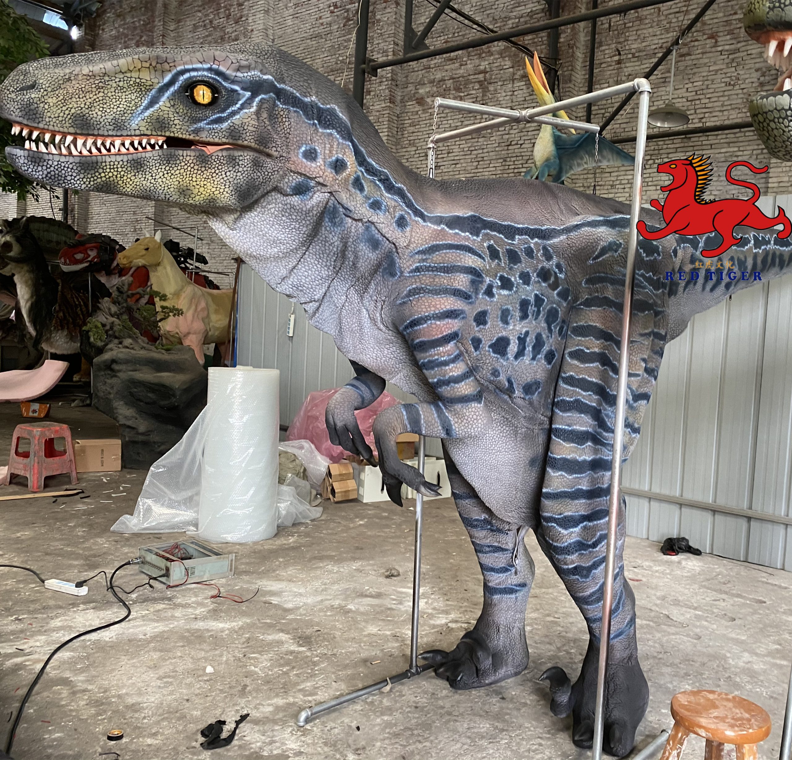 Animatronic Realistic Blue Dinosaur Costume